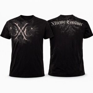 Xtreme Couture Logo Graphic T Shirt Men 2XL Black Gothic Streetwear Cotton
